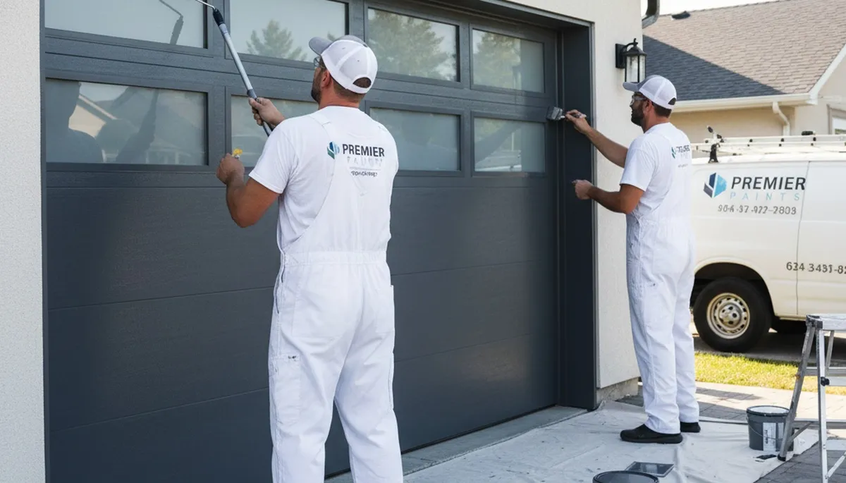 Professional garage door painting in Buffalo, NY by expert residential house painters