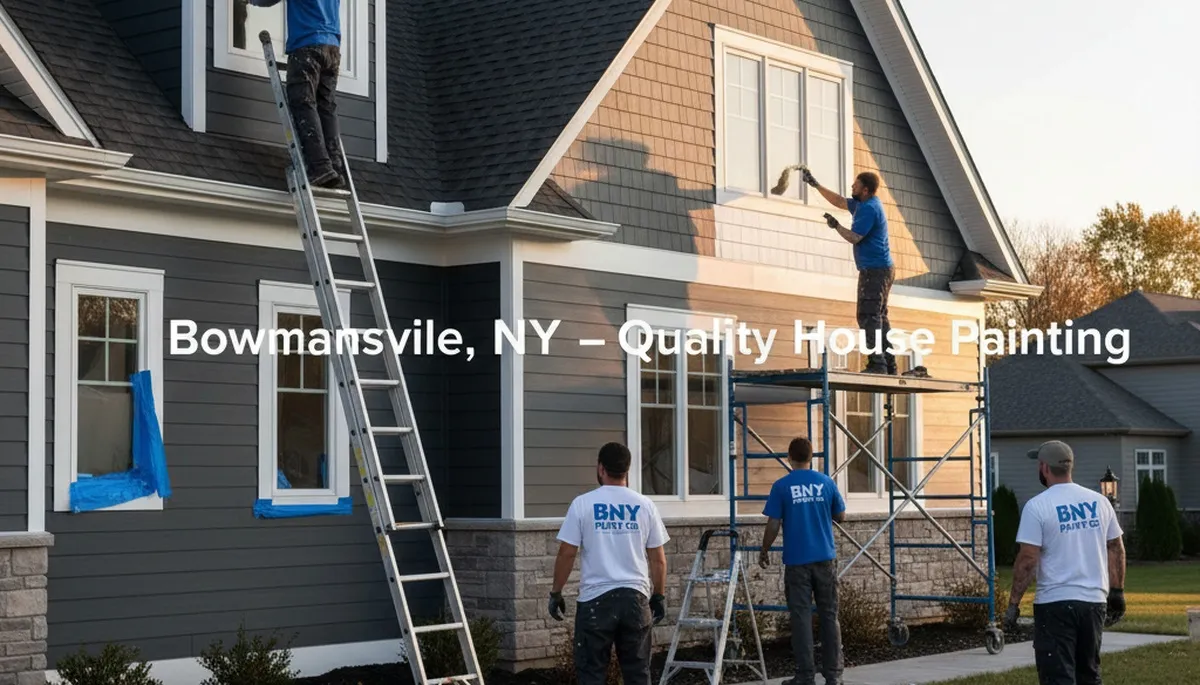 Professional house painters working on exterior home repaint in Buffalo, NY